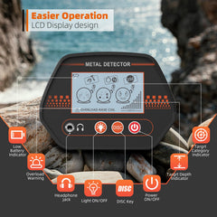 DetectTrek MD-4070 waterproof coil in sand showing beach-friendly detecting
