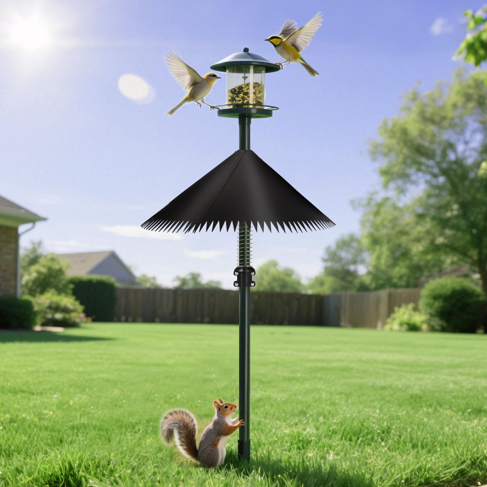 Detoypapa black low-profile baffle blending into garden for discreet protection