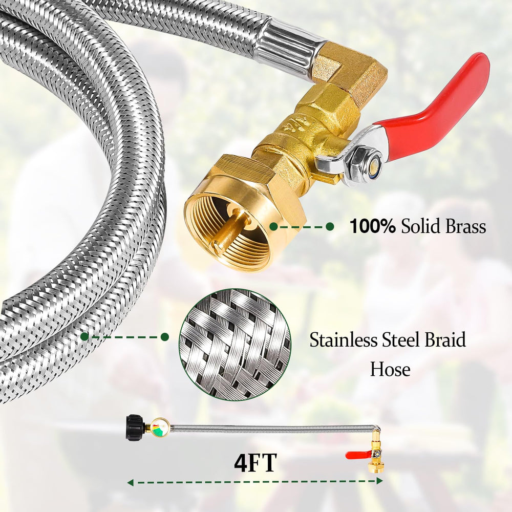 Detoypapa adapter in use refilling a 1 lb canister showing controlled transfer and valve use