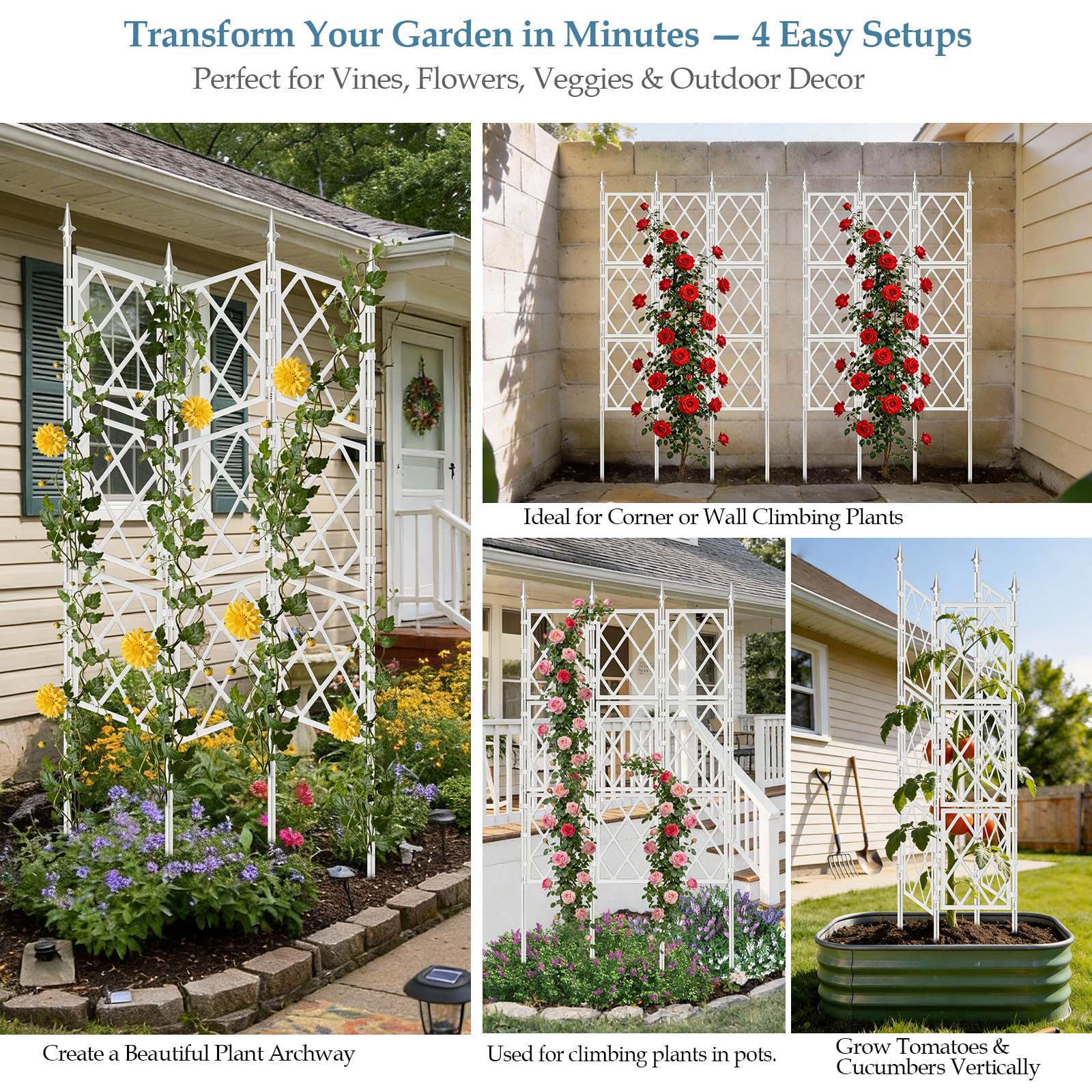 DEVISEFUN trellis installed as garden arch creating a decorative entry