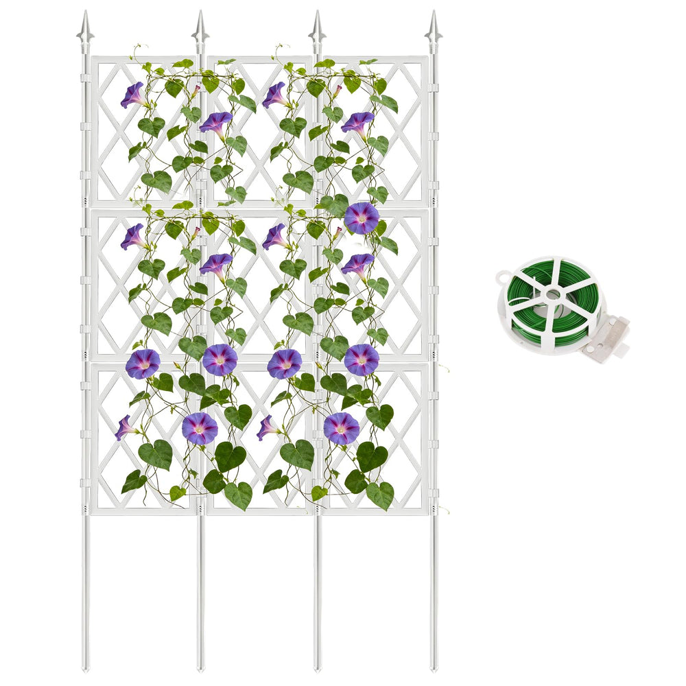 DEVISEFUN trellis front view showing sturdy white frame and grid support