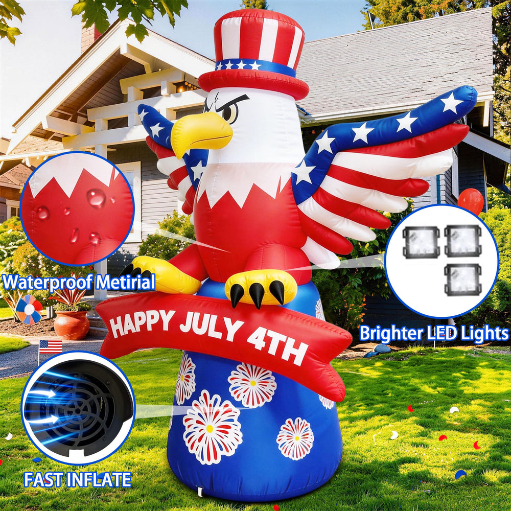 DEVONWIDE built-in blower inflating eagle quickly for easy same-day setup
