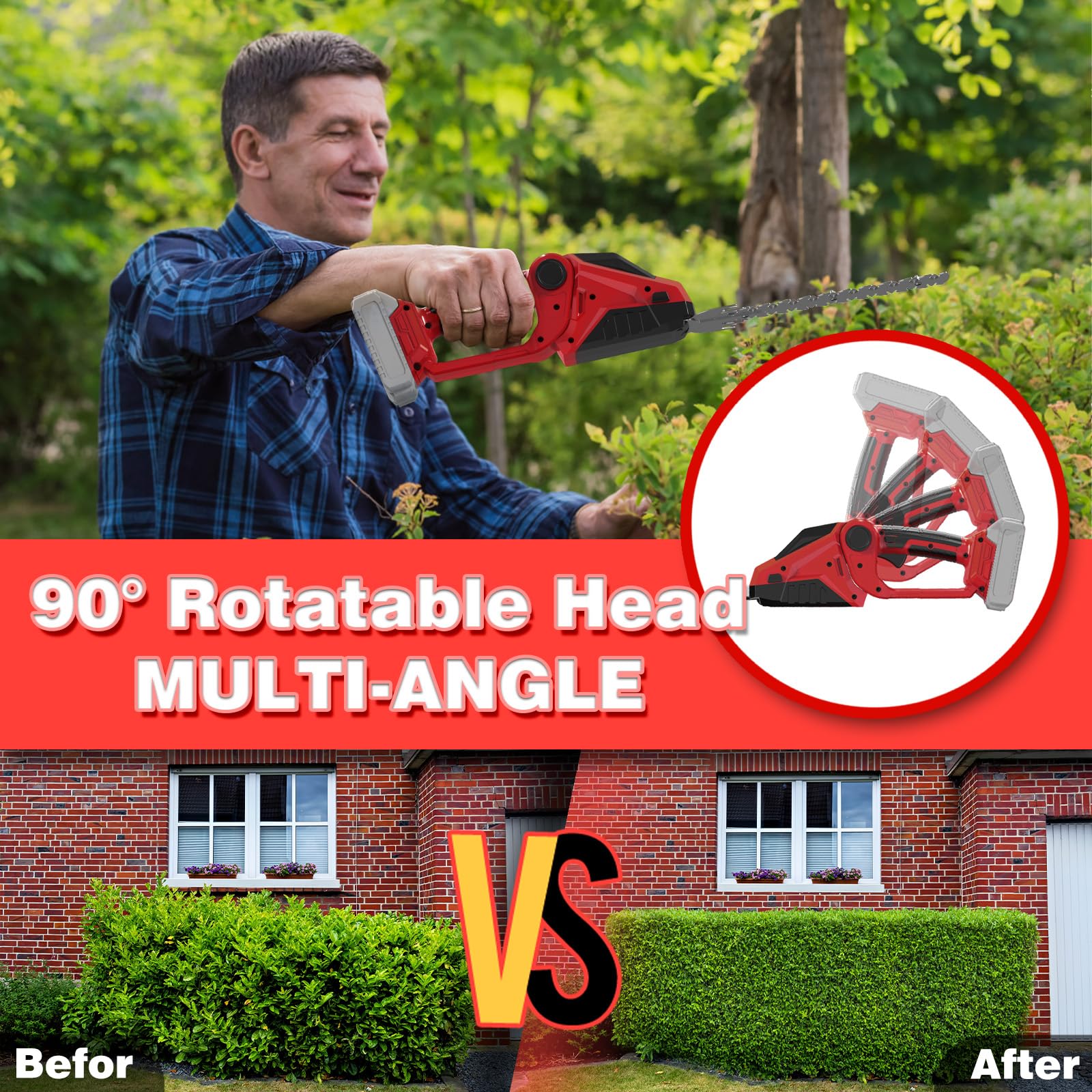 DEVTBLUN adjustable head displaying 45°, 60°, and 90° angles for reach versatility
