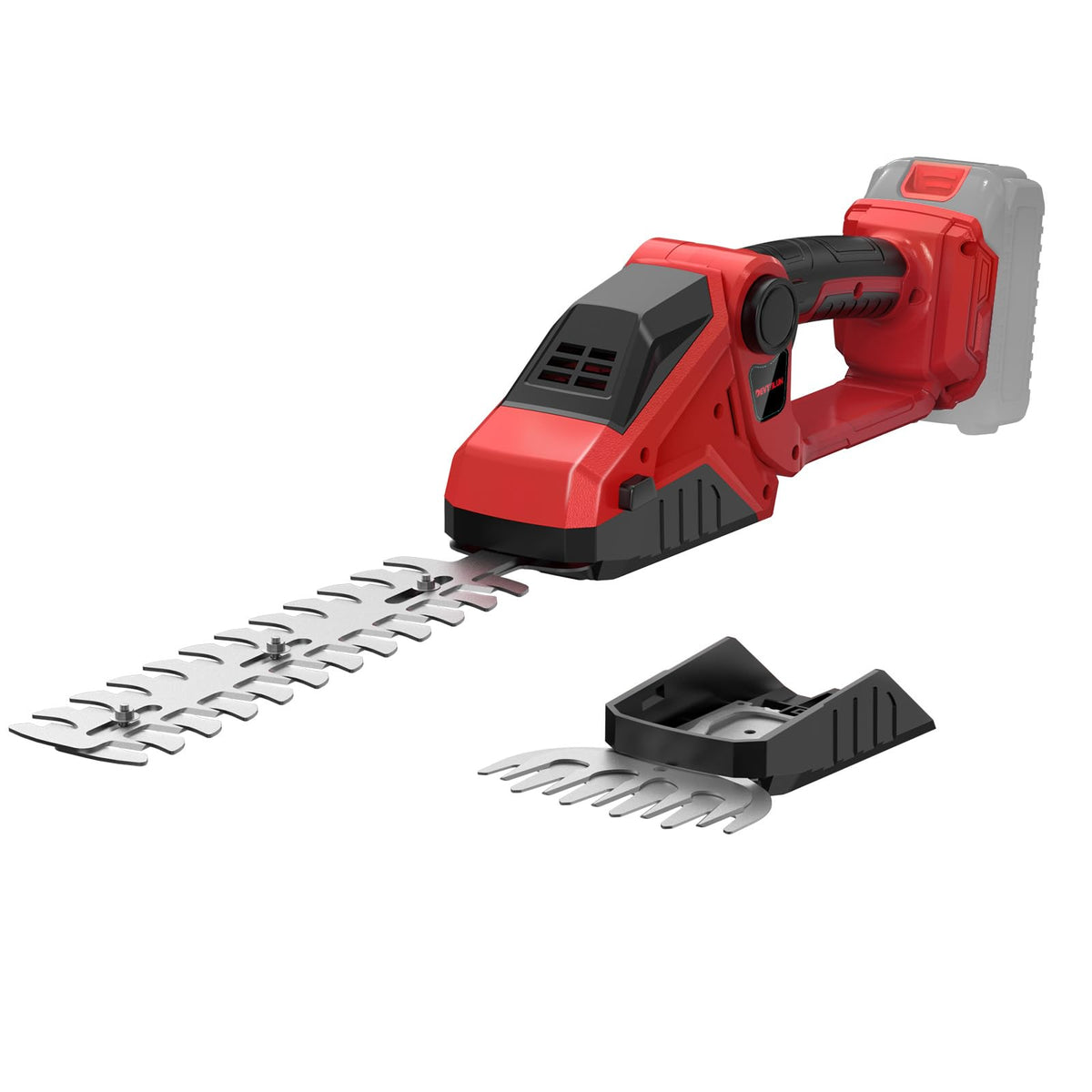 DEVTBLUN front view of trimmer showing compact design and controls for easy handling