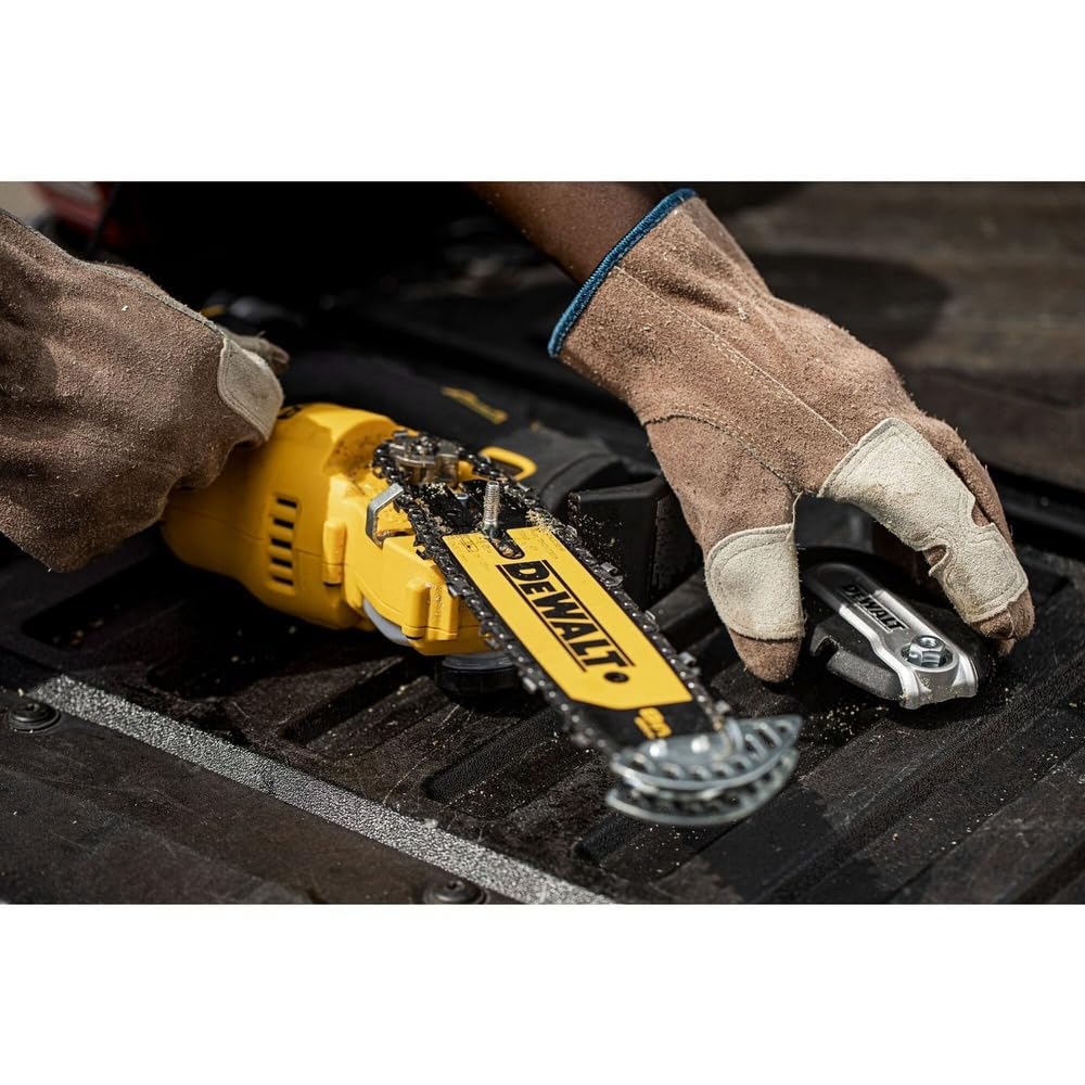 DEWALT cutting a garden branch illustrating efficient pruning performance benefit