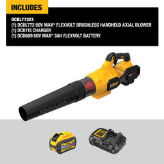 DEWALT DCBL772X1 nozzle closeup emphasizing focused airflow for efficient clearing