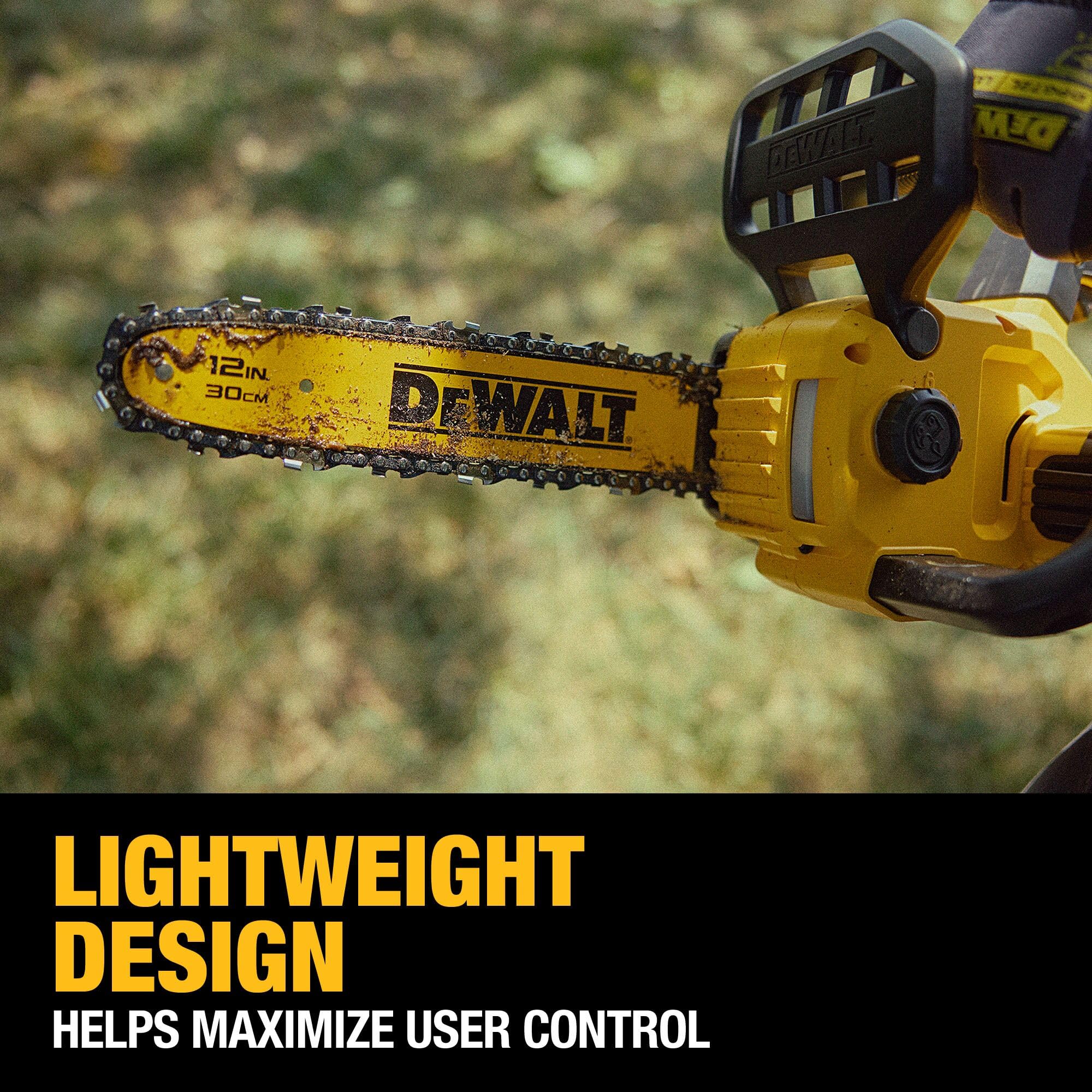 DEWALT label and specs sticker showing model info and battery compatibility