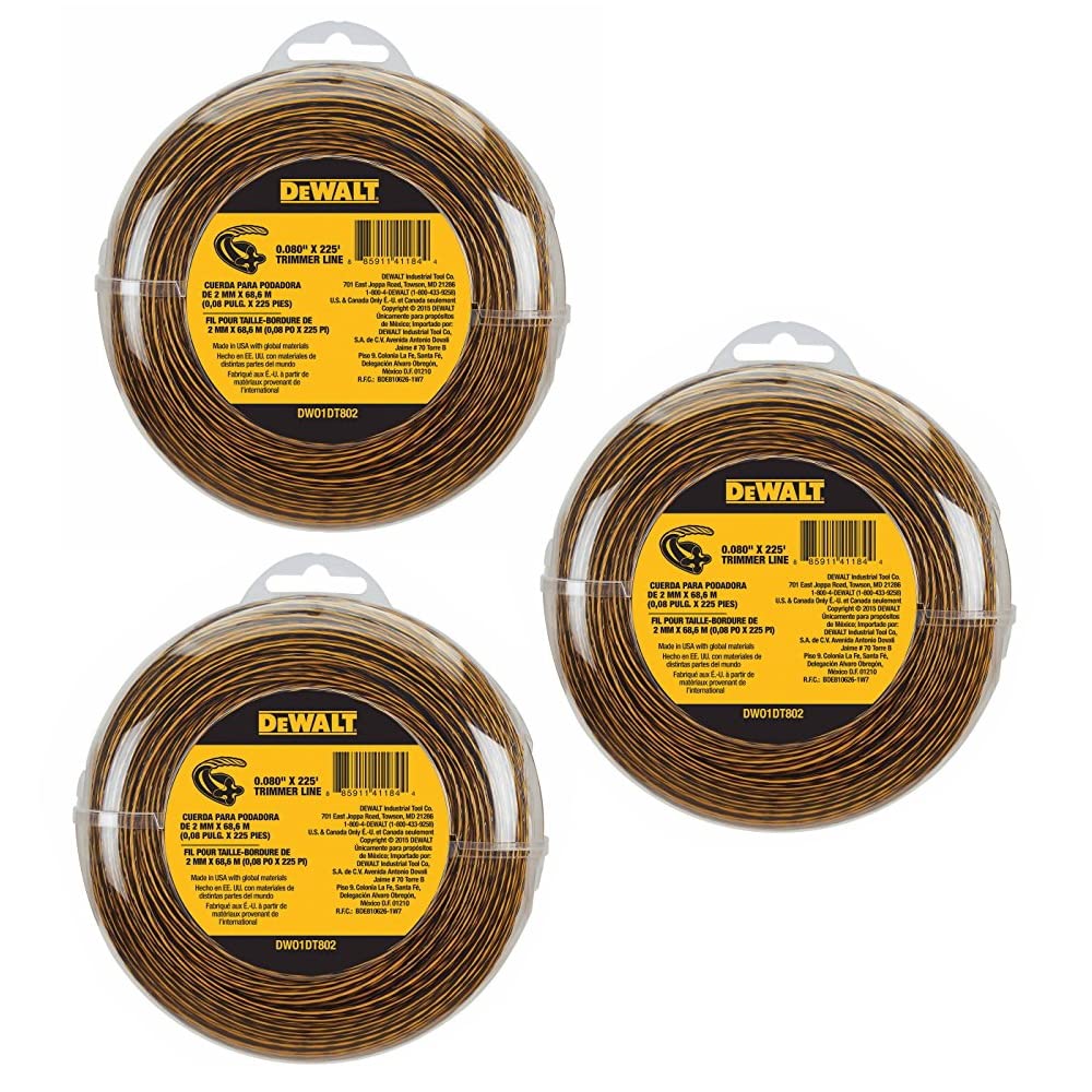 DEWALT trimmer line bulk pack showing length and reliable cutting performance