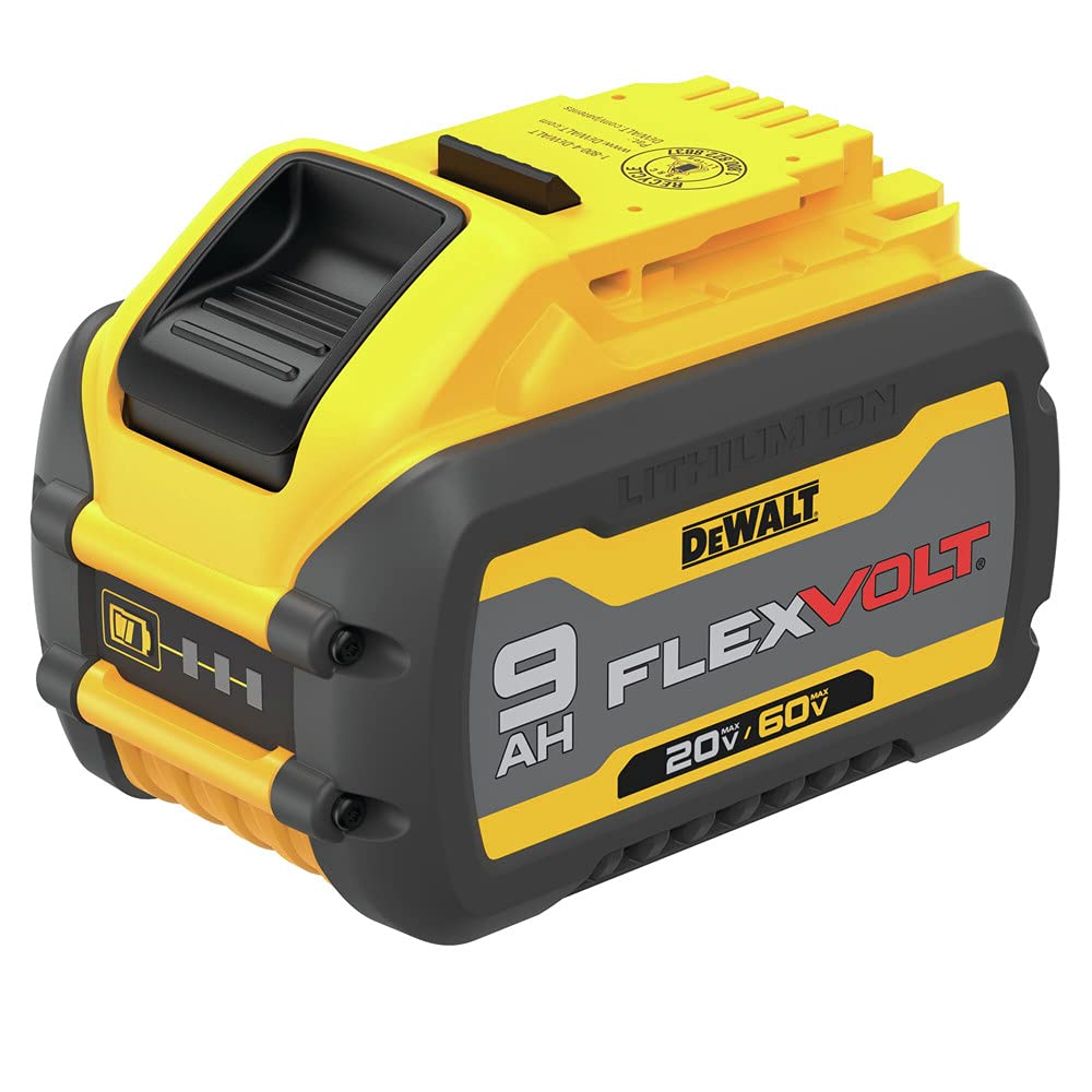 DEWALT trimmer beside ruler showing 15" to 17" cutting-width scale