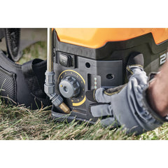 DEWALT Variflo control closeup enabling precise flow adjustment on the sprayer