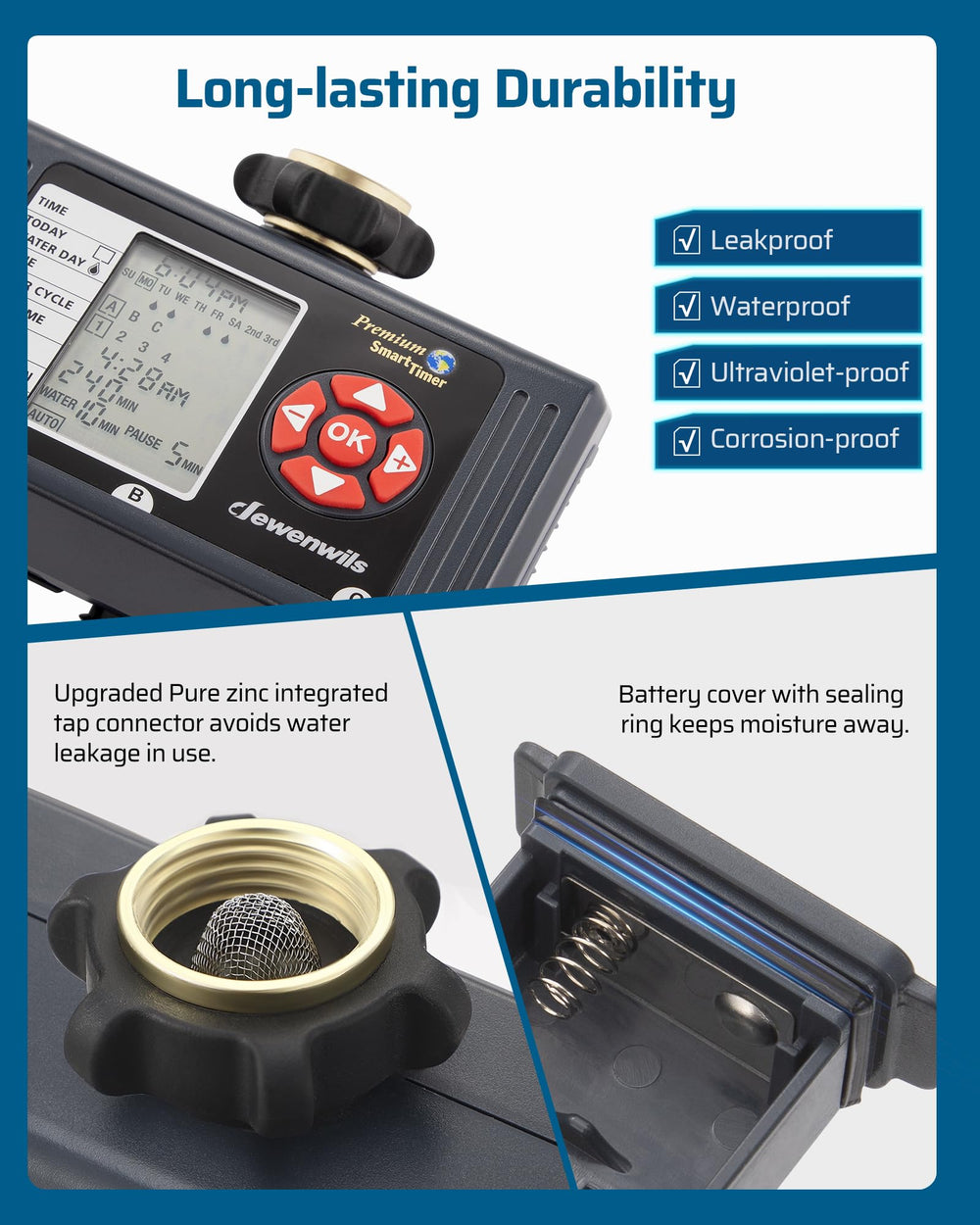 DEWENWILS open battery compartment for quick AA battery replacement