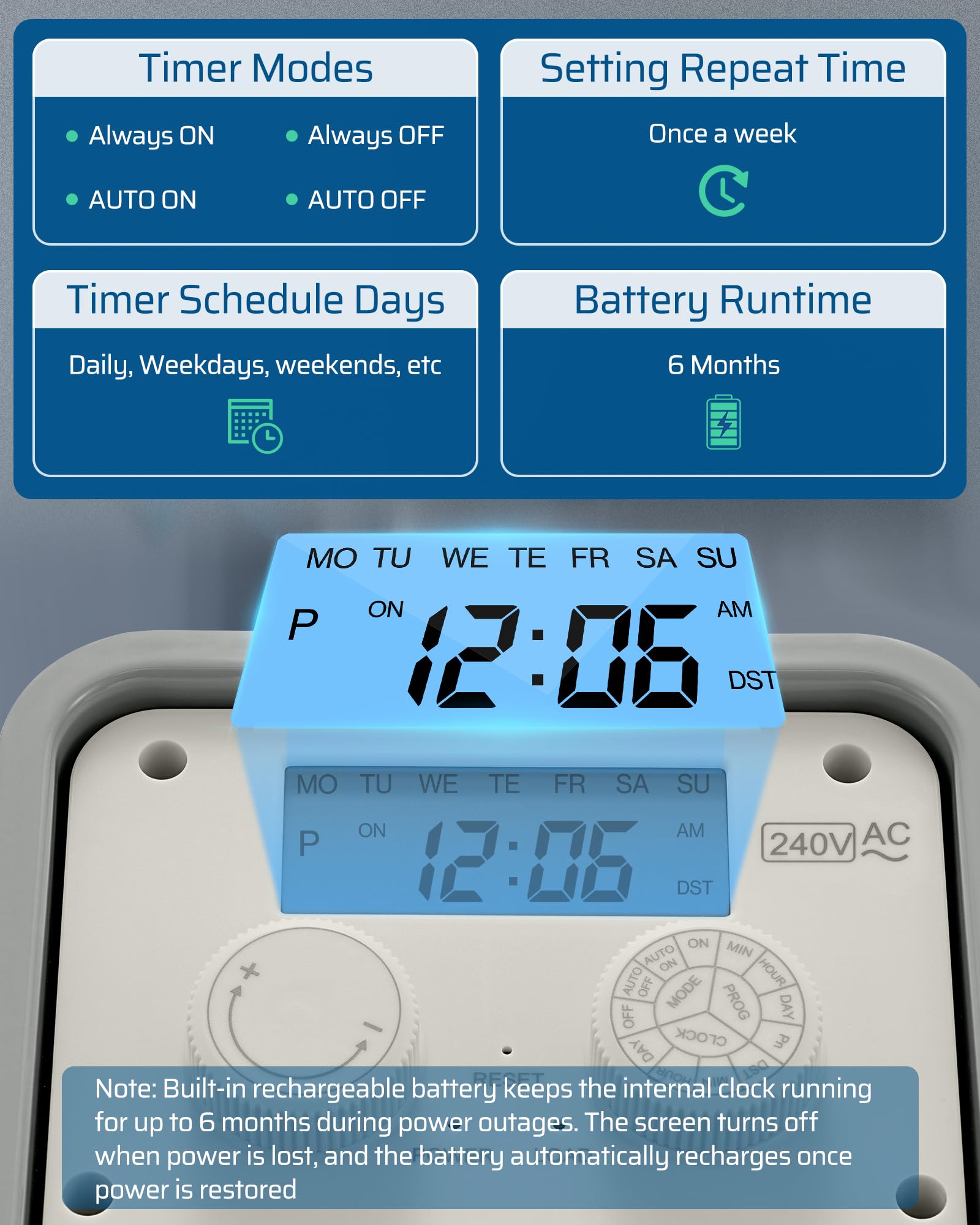 DEWENWILS knob interface close-up for quick programming and intuitive use