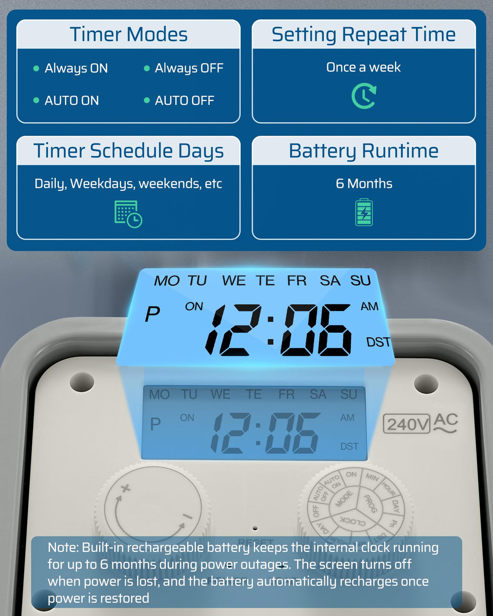 DEWENWILS knob interface close-up for quick programming and intuitive use