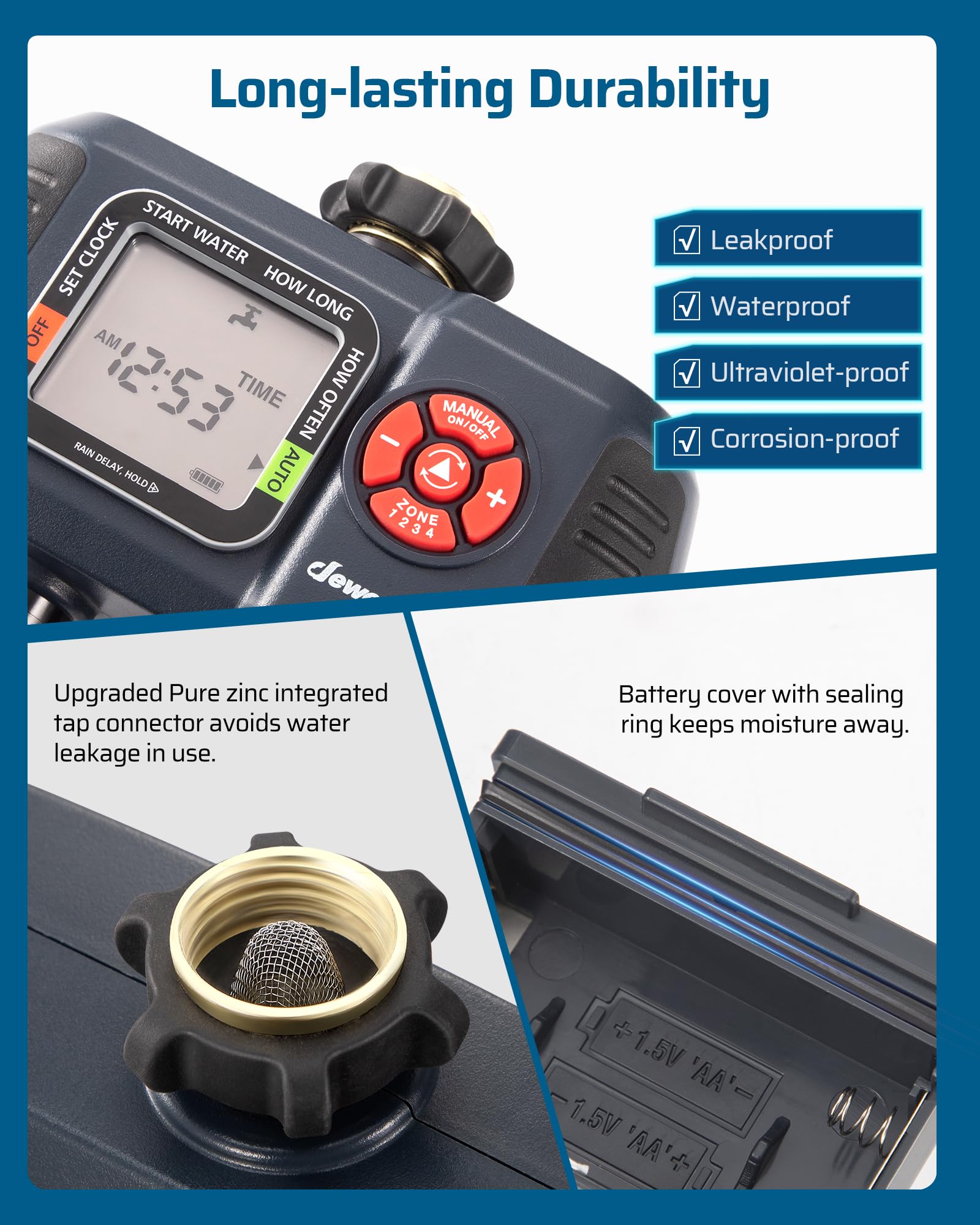 DEWENWILS side profile showing waterproof housing for outdoor durability