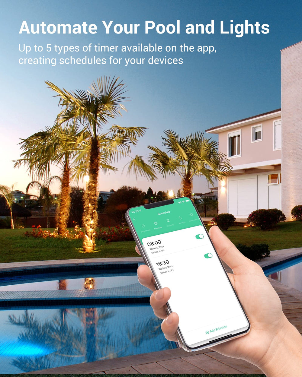 DEWENWILS unit mounted on pool pump demonstrating secure outdoor control