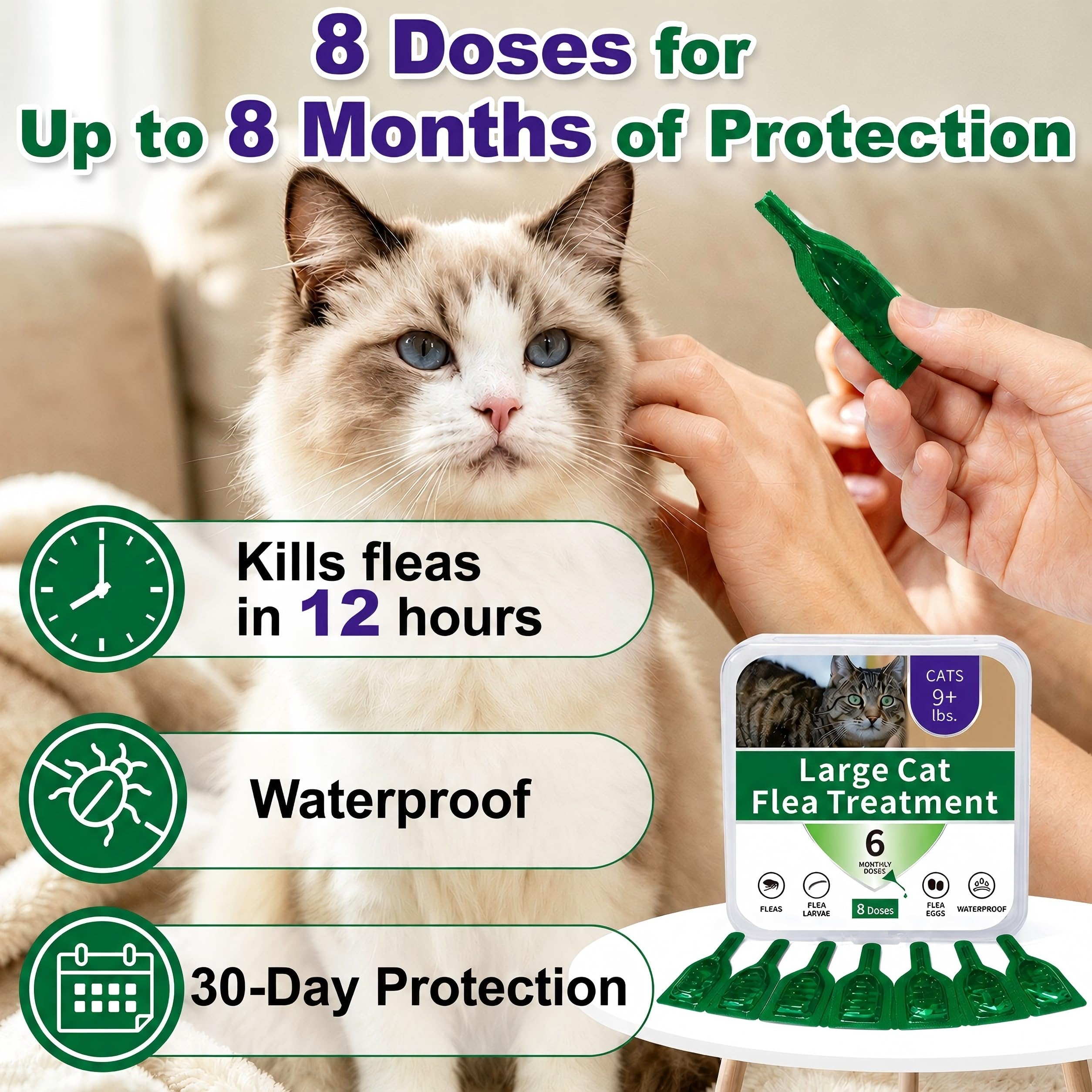 Dewomer being applied by hand to a cat in controlled spot showing precise dosing and less mess