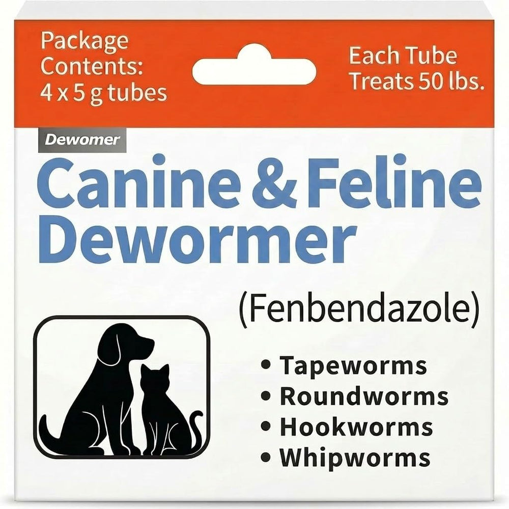 Dewomer front packaging showing product and clear dosing information for convenience
