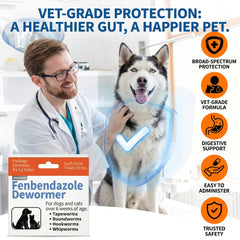 Dewomer mixed into pet food demonstrating simple dosing and full consumption benefit