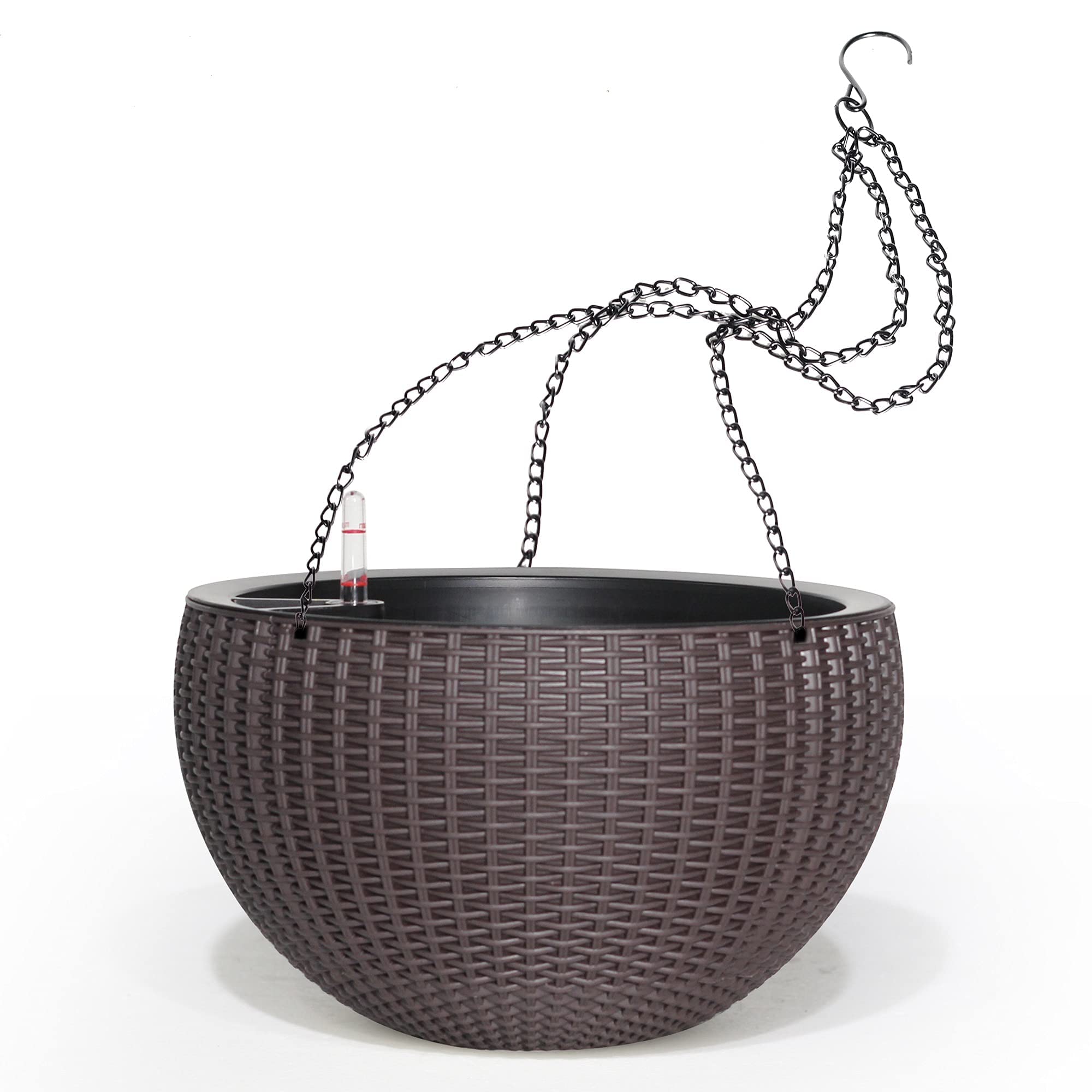 Dexceder brown planter front view showing shape and hanging benefit