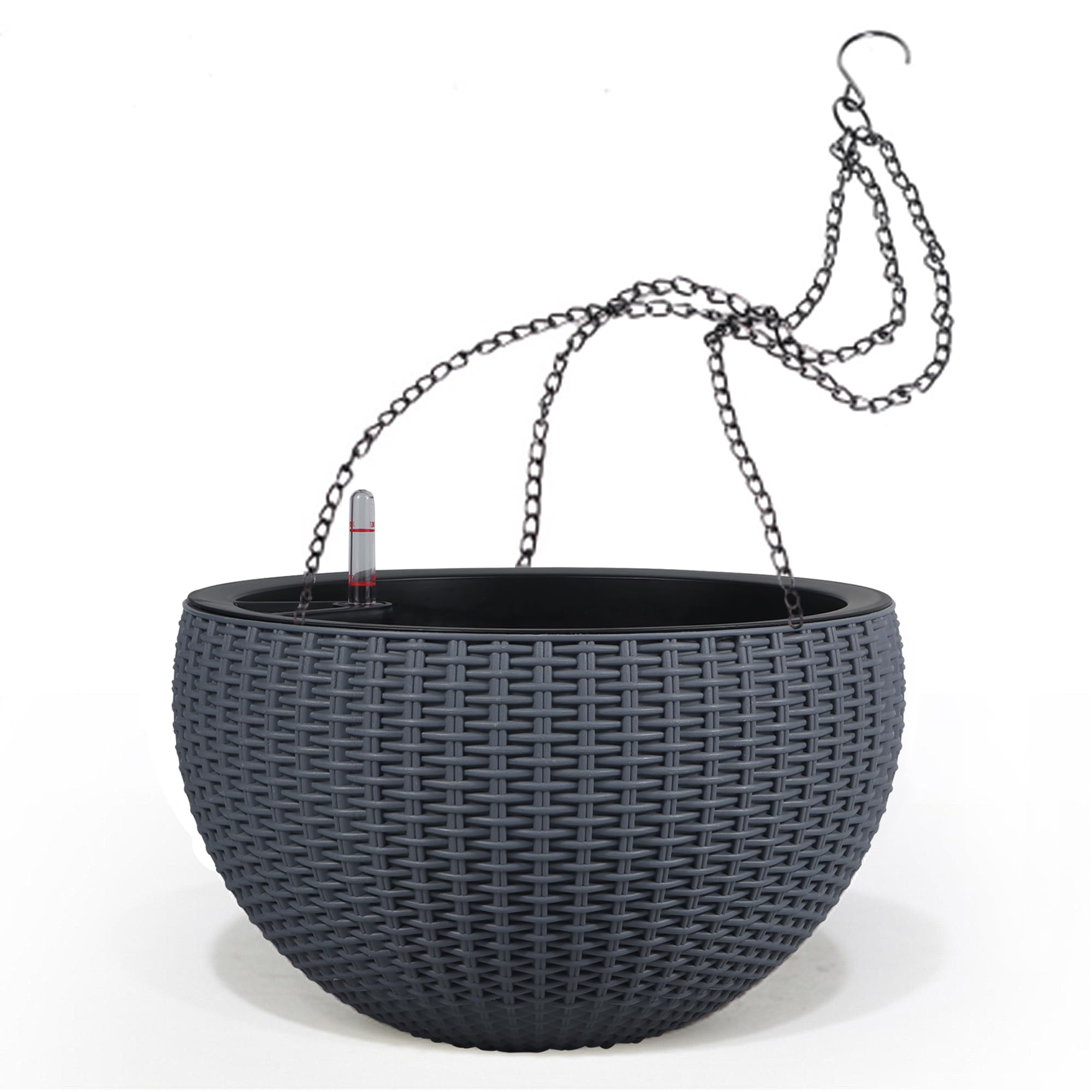 Dexceder gray planter front view showing clean modern design and benefit of space-saving