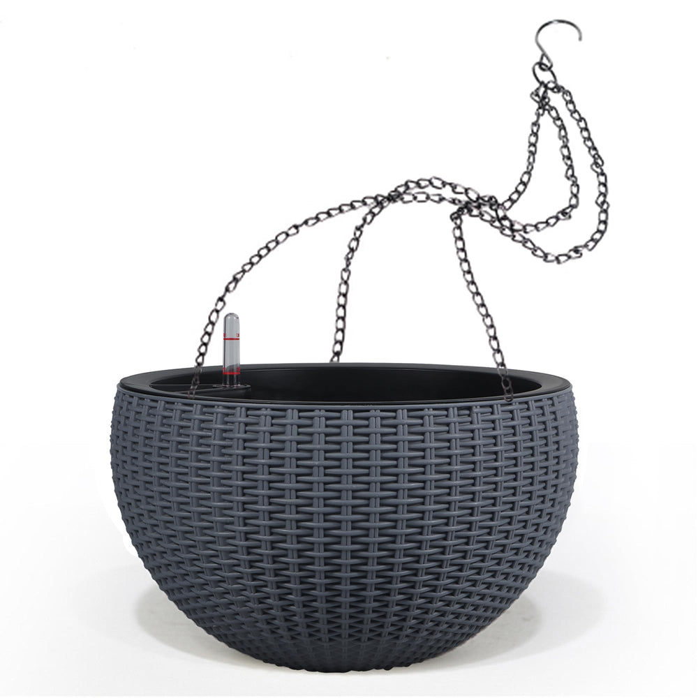 Dexceder gray planter front view showing clean modern design and benefit of space-saving