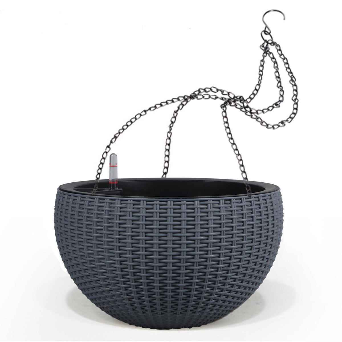 Dexceder gray planter front view showing clean modern design and benefit of space-saving
