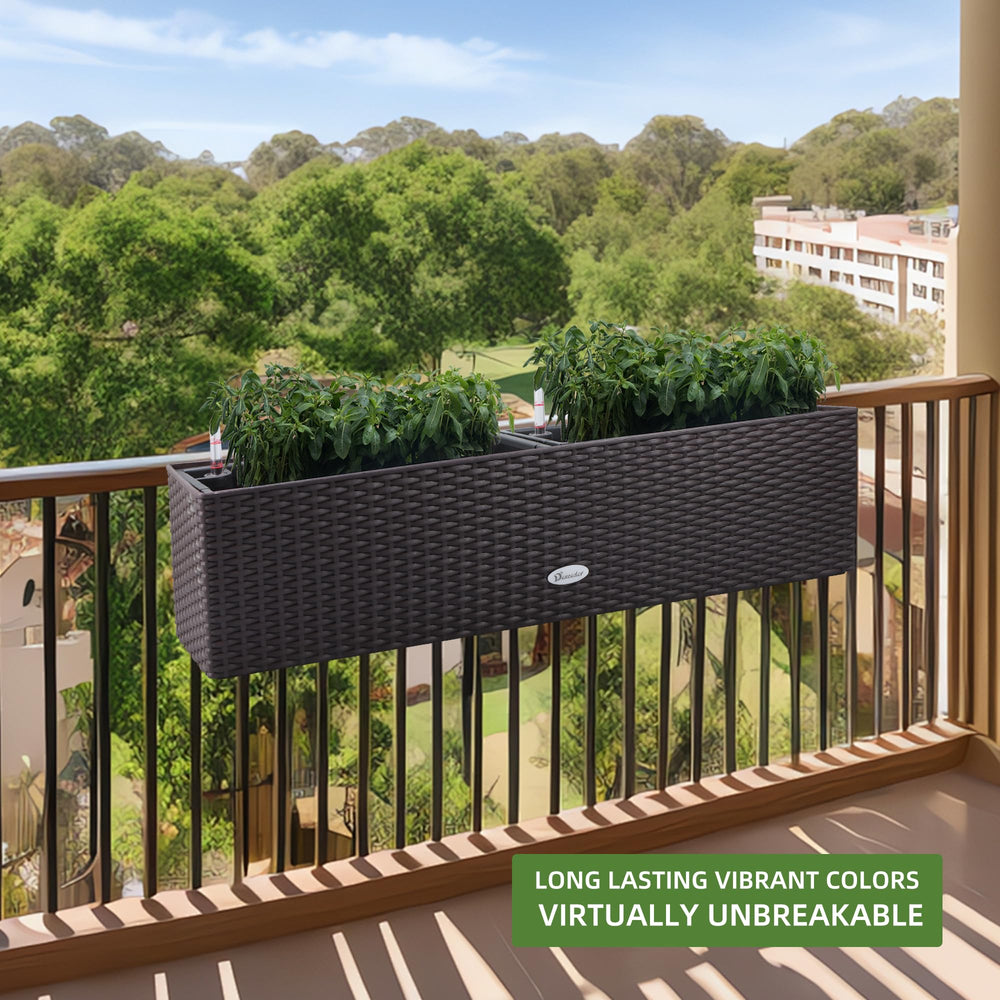 Dexceder on a sunny balcony with herbs showing low-maintenance aesthetic