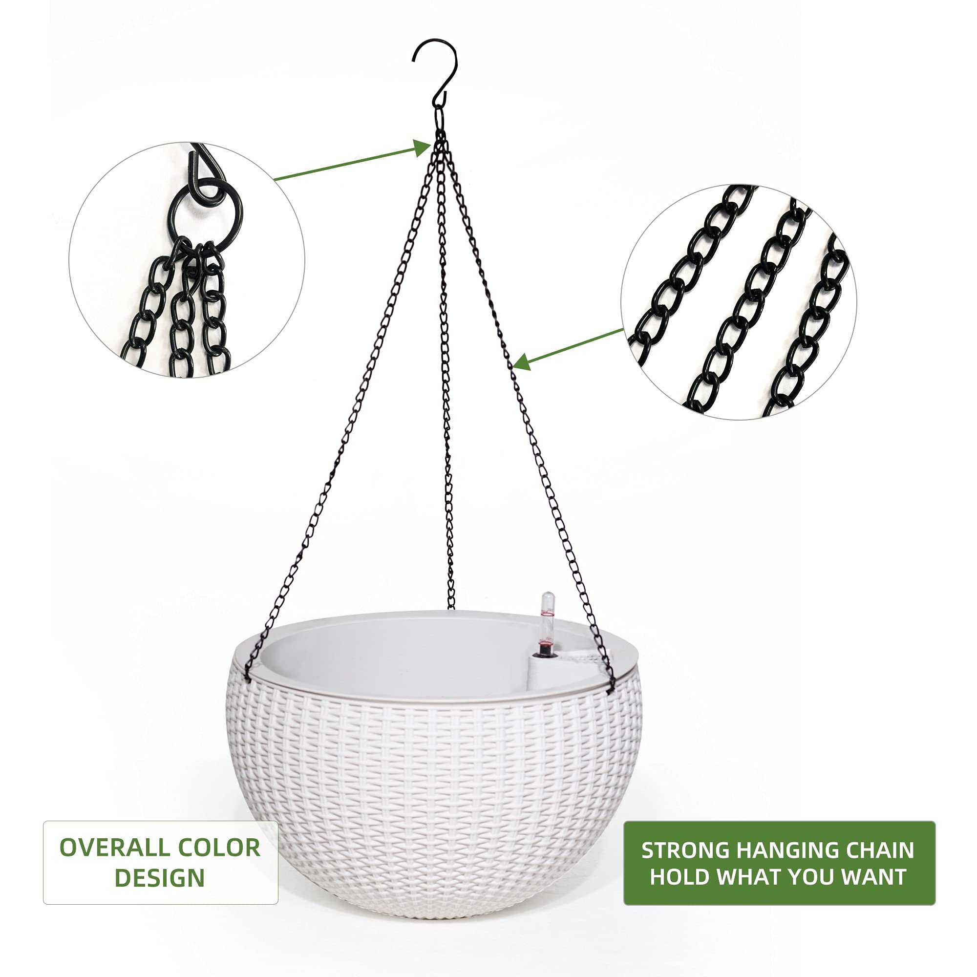 Dexceder heavy-duty hanging chain and hook for secure suspended plant display