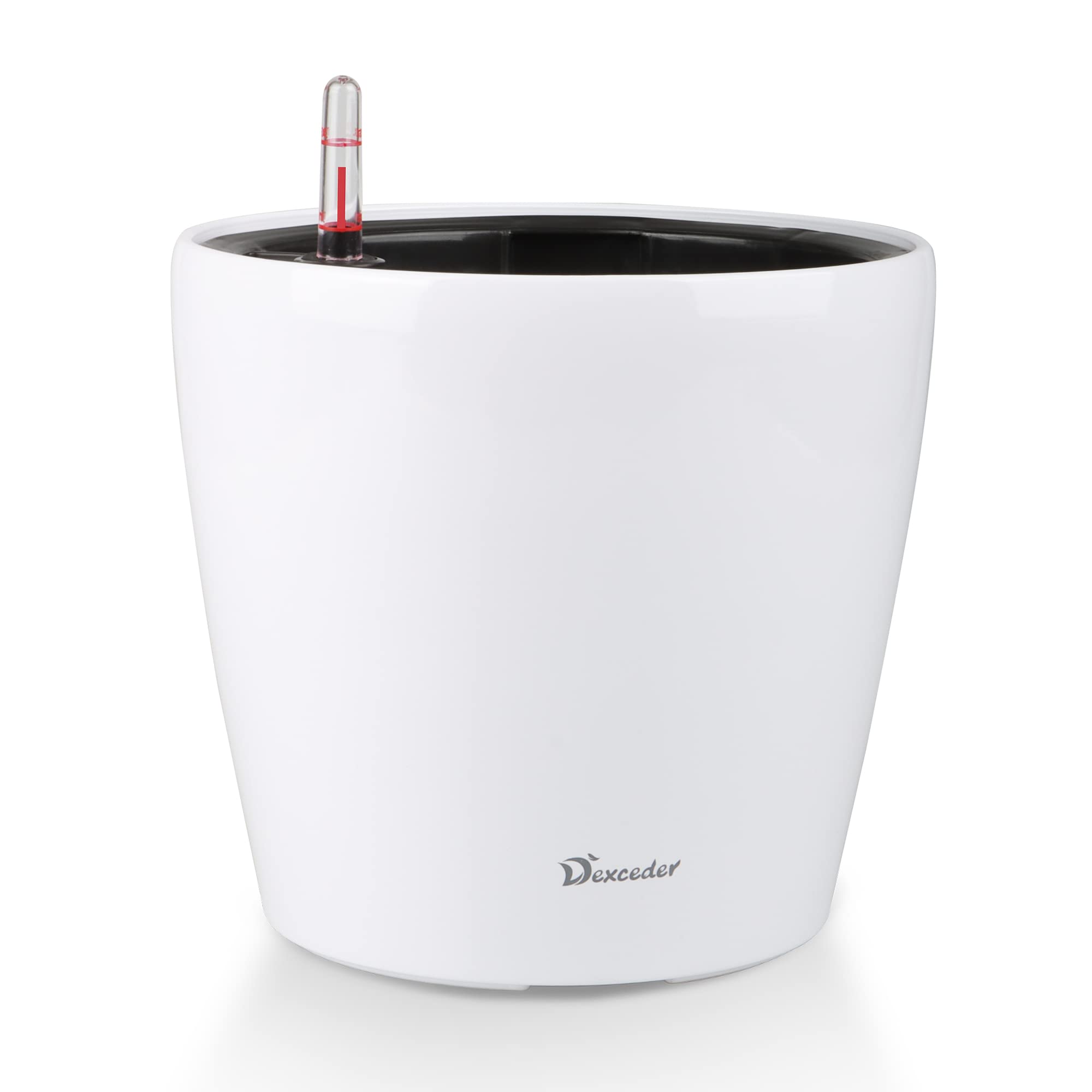 Dexceder planter front view showing glossy finish and modern style benefit: elevates room decor