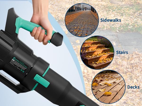 DEXSO lifestyle on a driveway showing cordless maneuverability benefit