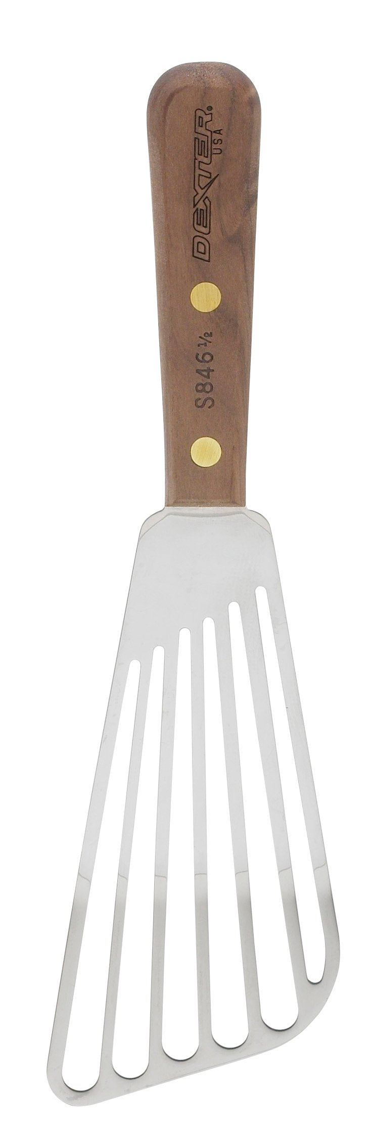 Dexter slotted blade close detail showing tapered edge and drainage slots