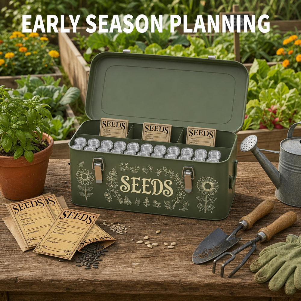 Dexyino botanical printed lid capturing decorative design that enhances potting-shed decor benefit style