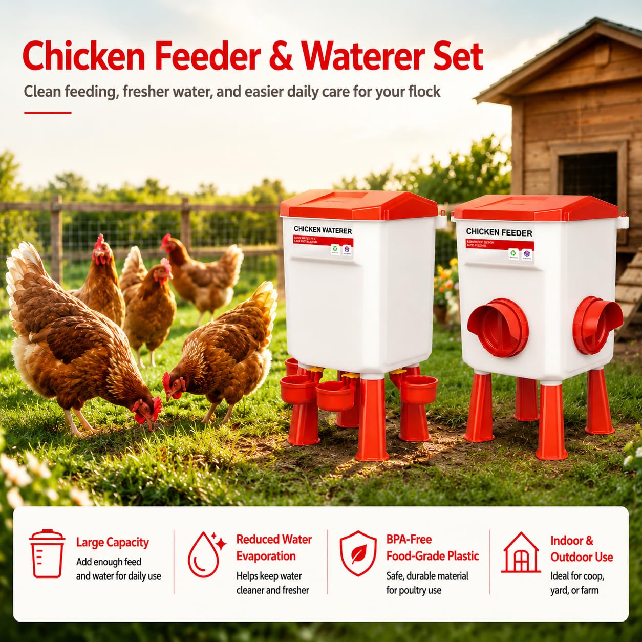 DEZHXHE feeder port lid closed to keep feed dry and block rodents for hygiene