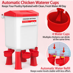 DEZHXHE feeder on short legs inside coop giving chicks easy access and adjustable height