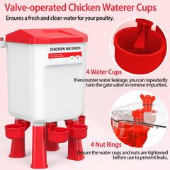 DEZHXHE waterer hanging in a chicken coop providing clean elevated hydration