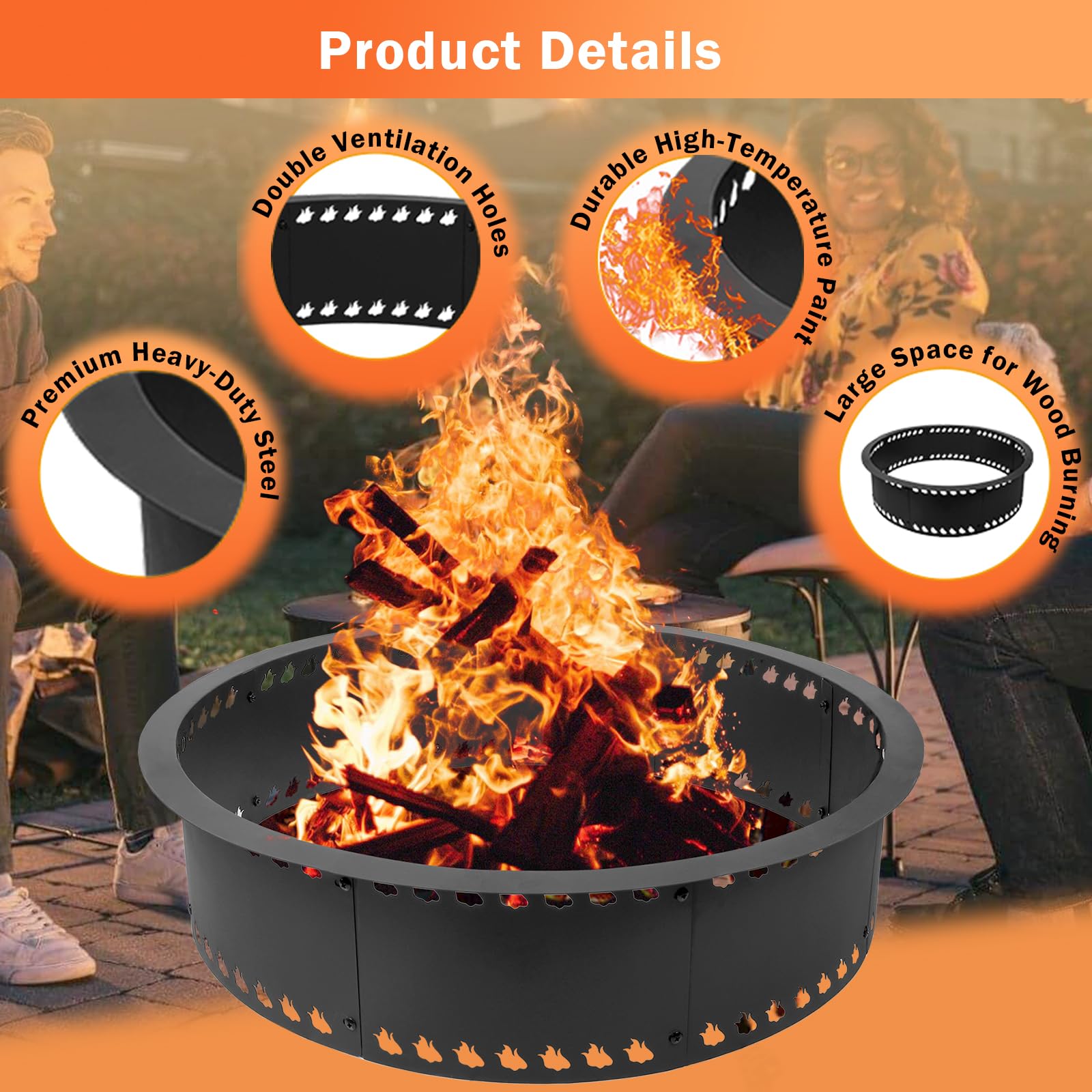 DFLU close-up of dual top and bottom vents illustrating improved airflow and cleaner burning benefit