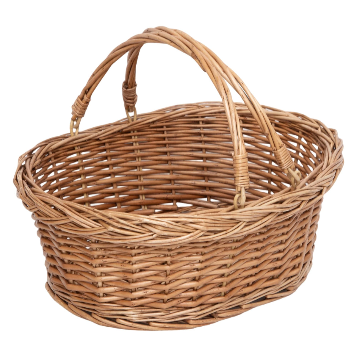 DGANXUN front view of natural wicker basket showing capacity benefit