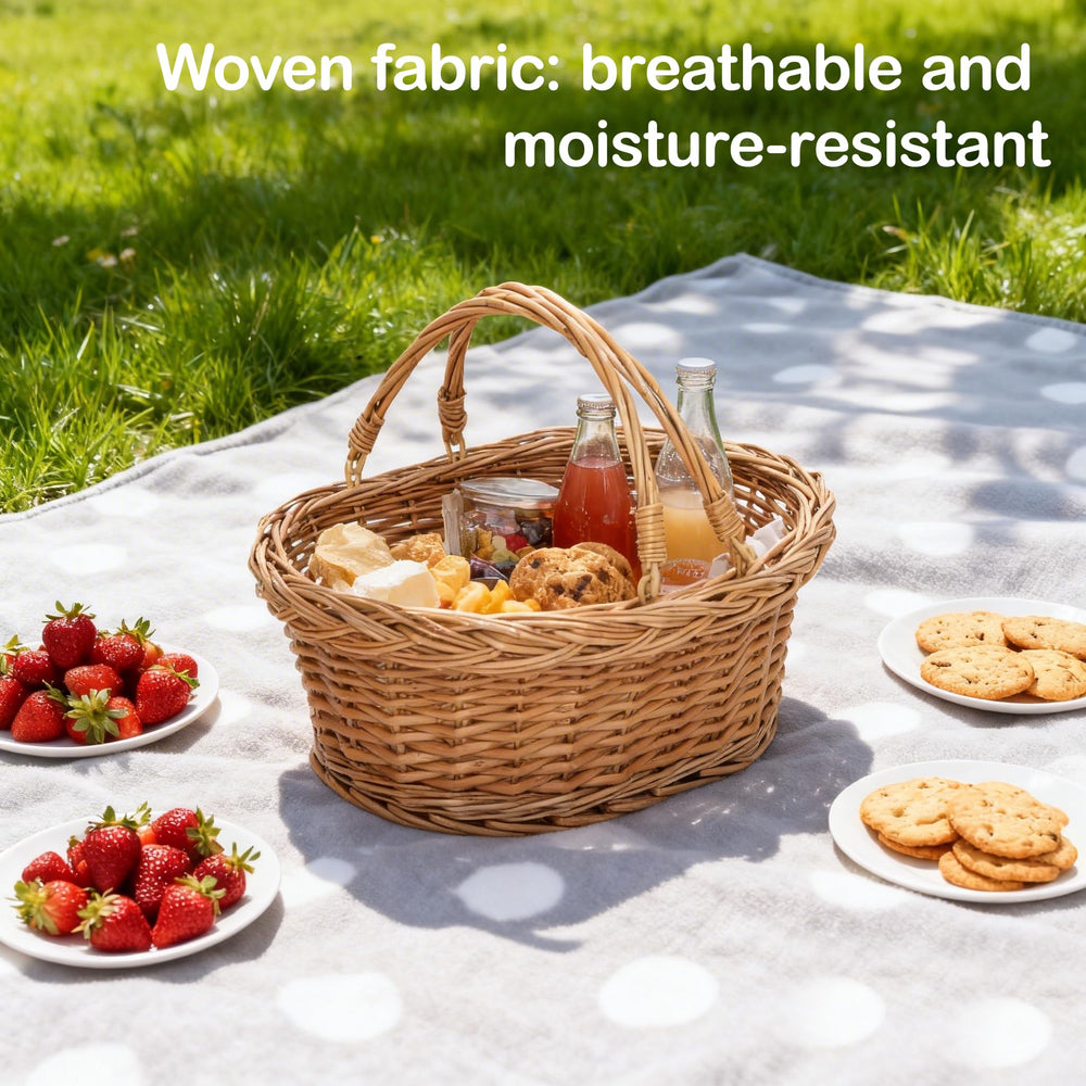 DGANXUN basket on picnic blanket demonstrating practical portability