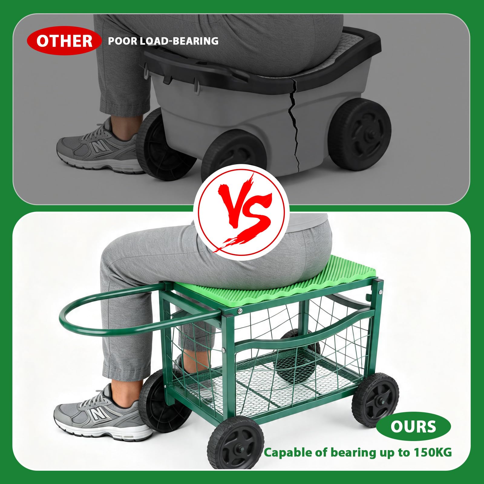 DGBAIZ ergonomic handle and wheel profile enabling effortless movement