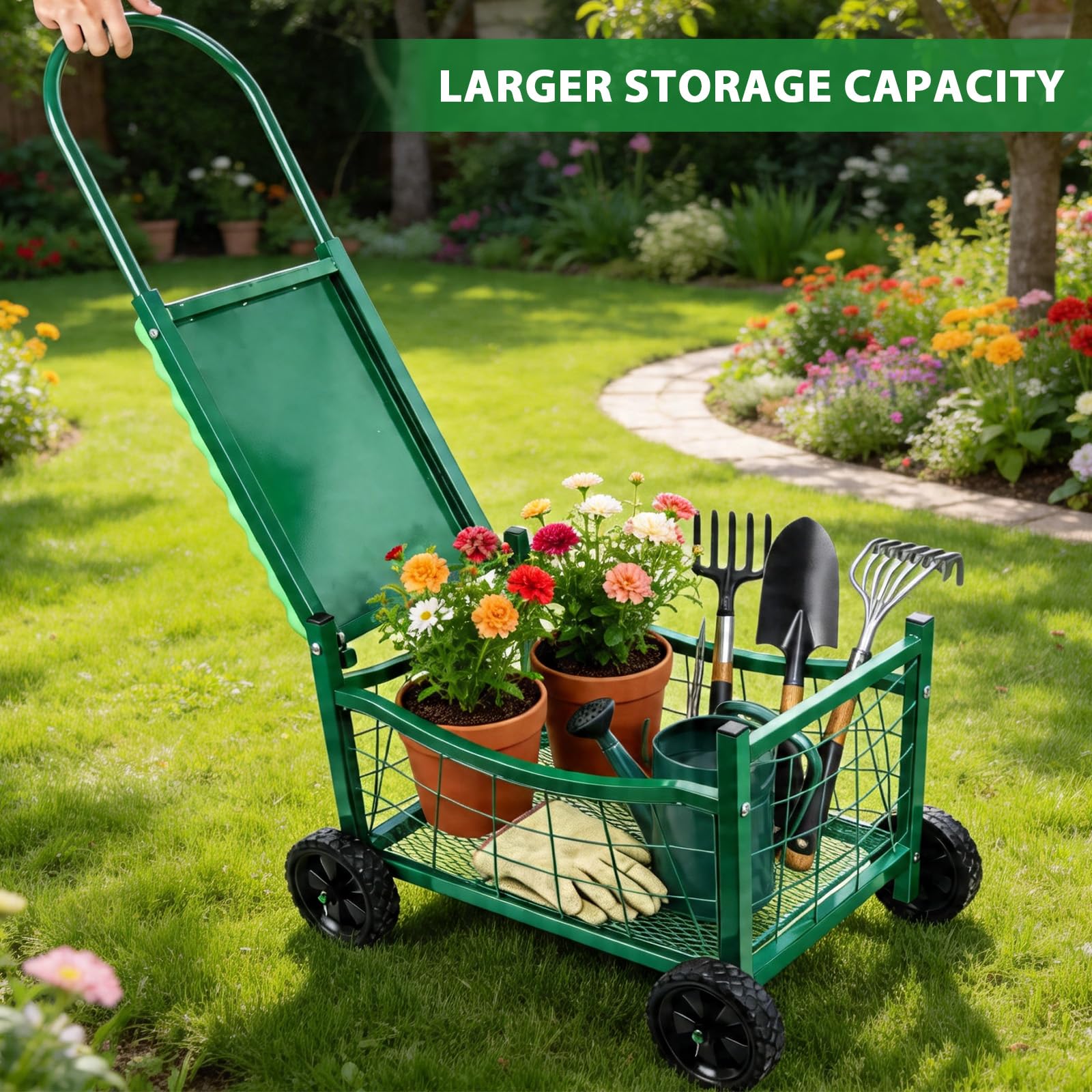 DGBAIZ in use beside a vegetable bed reducing bending while gardening