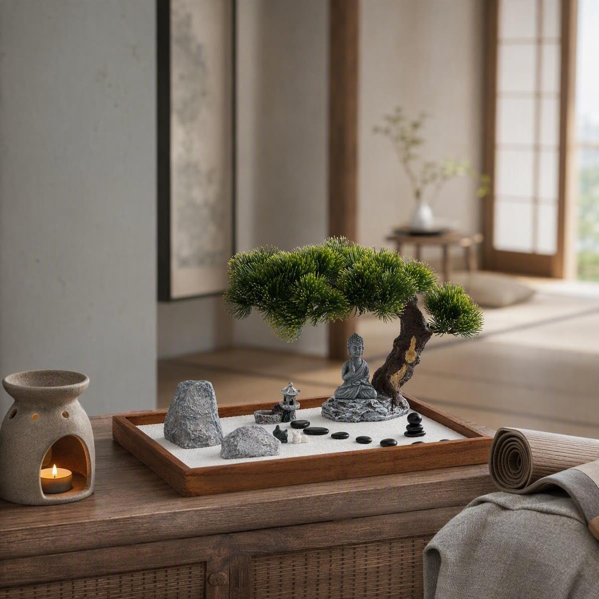 dgudgu zen garden displayed in office to create serene productivity spot