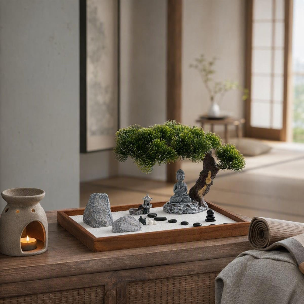 dgudgu zen garden displayed in office to create serene productivity spot