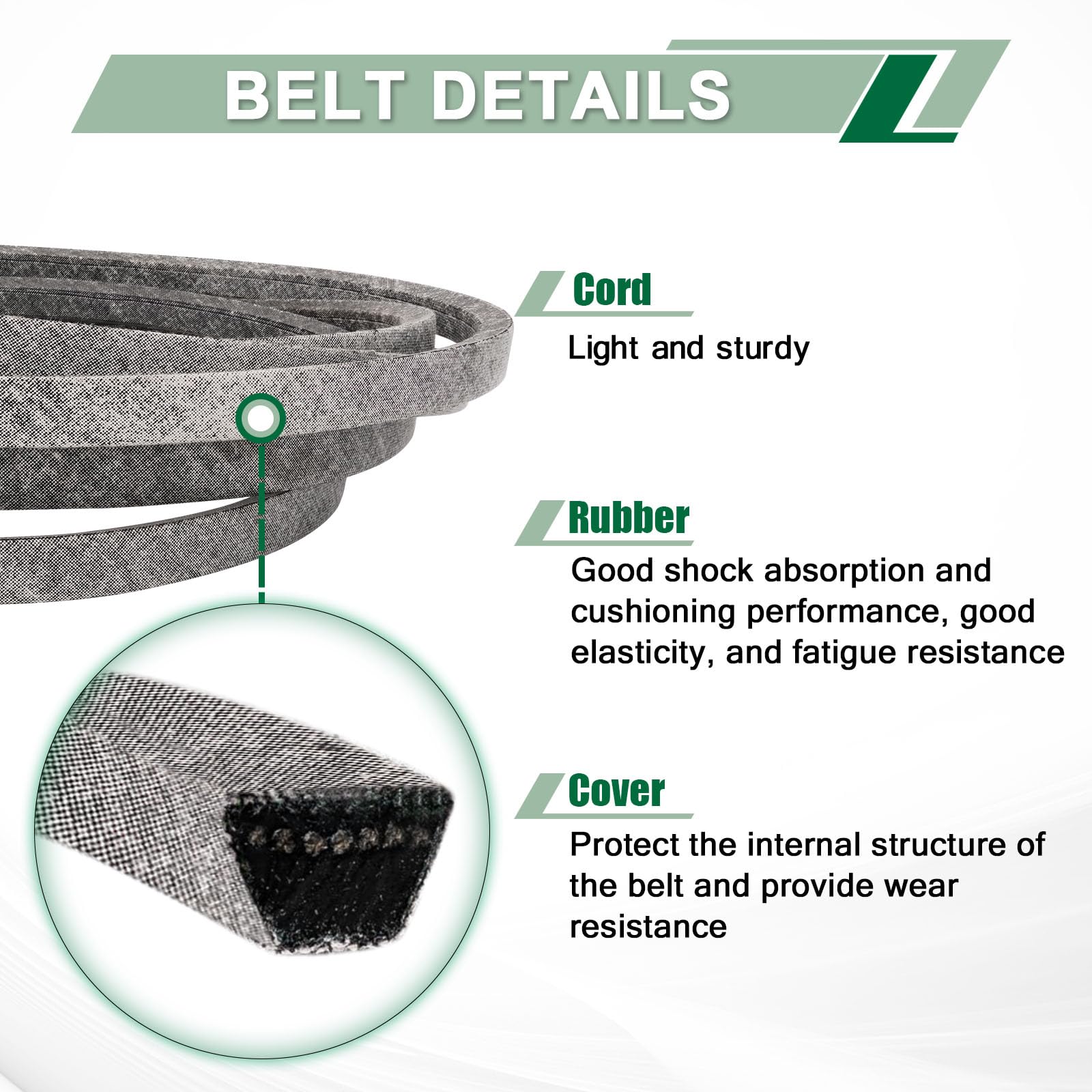 DHLPTX belt installed on a Kubota 54" deck, shows correct routing and restored blade drive