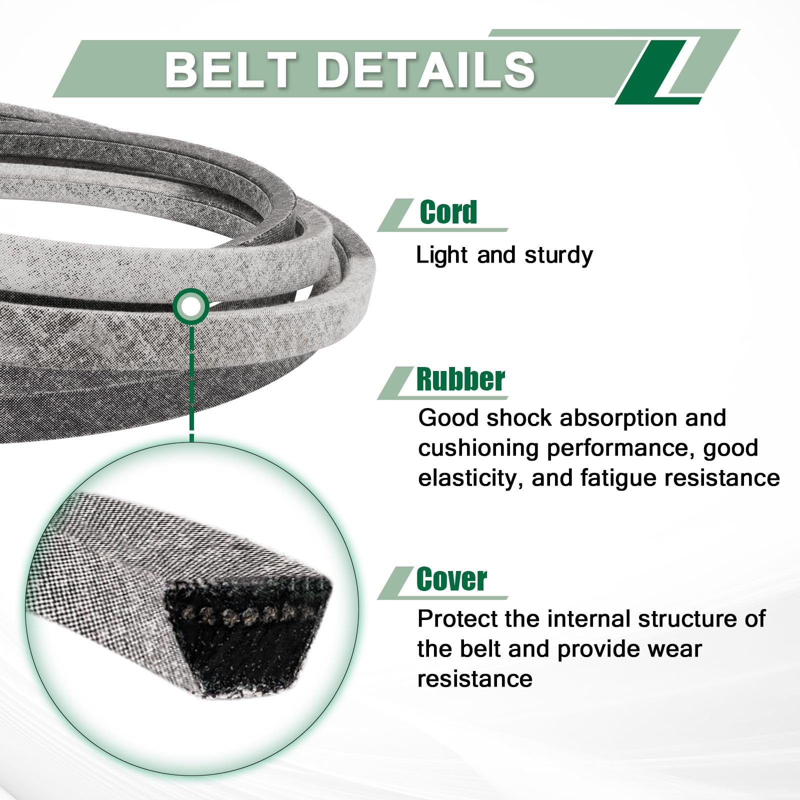 DHLPTX belt installed on a mower deck demonstrating restored blade drive performance