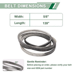 DHLPTX full belt laid out to show 5/8" x 139" length for correct fit verification