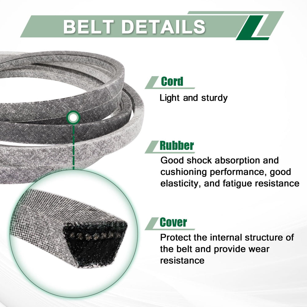 DHLPTX deck belt held in hands to show scale and confirm 5/8" x 152" size