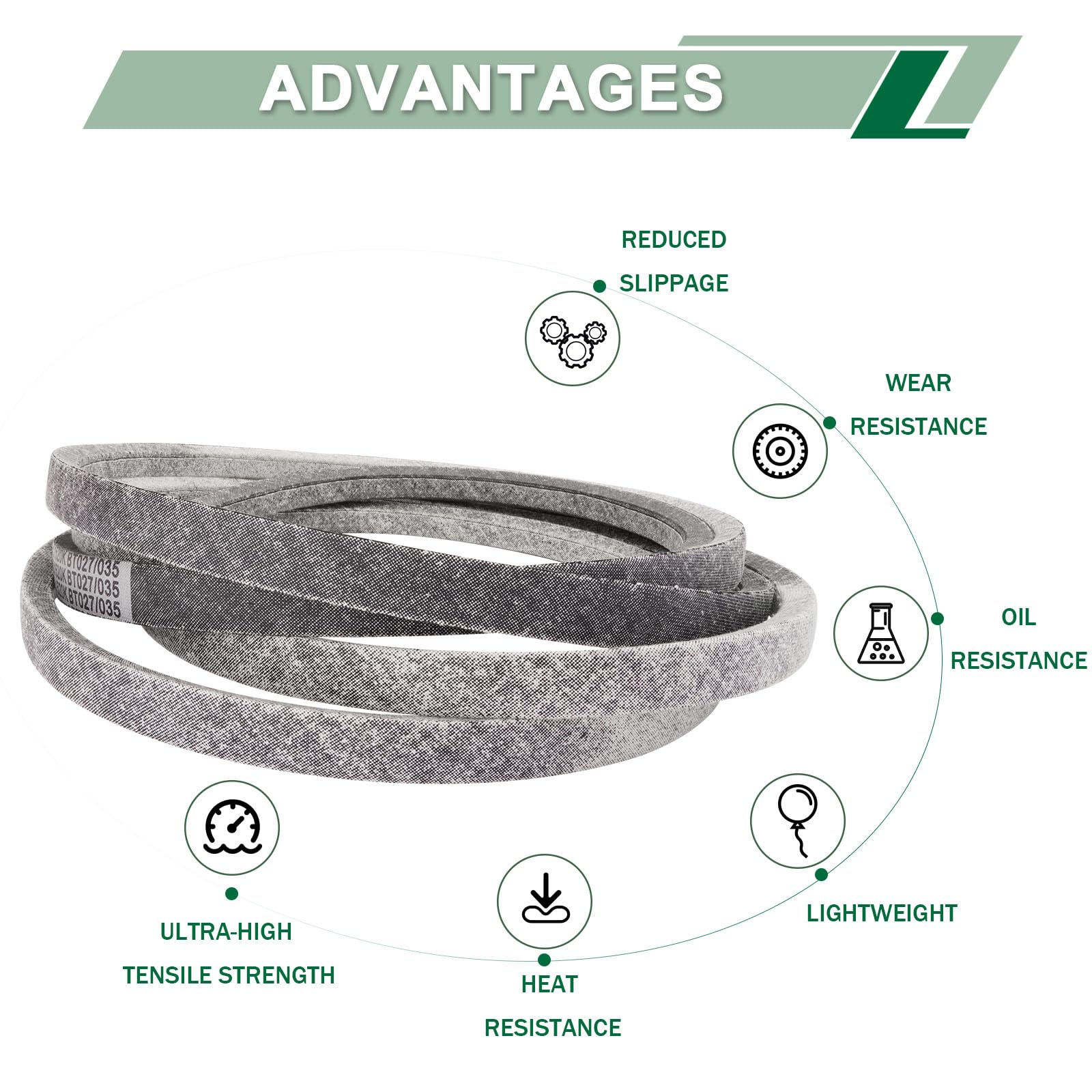 DHLPTX belt positioned on John Deere 48-inch deck illustrating proper fit