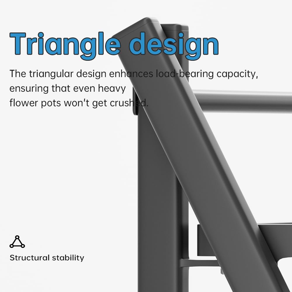 DHYGOTFUR tier detail with shelf supports showing reinforced stability for heavy pots