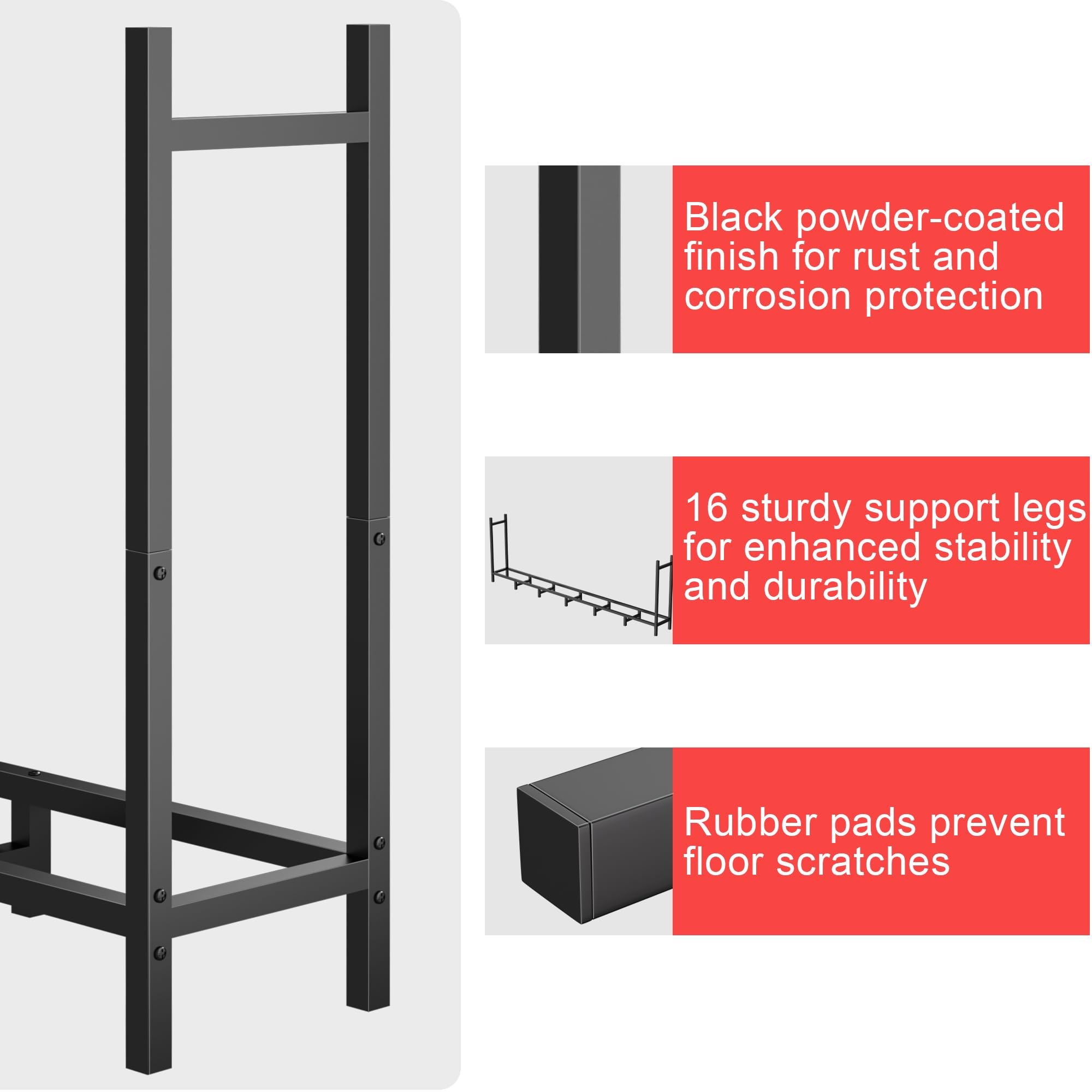 DIAMONDFORGE elevated base detail promoting airflow to dry firewood faster