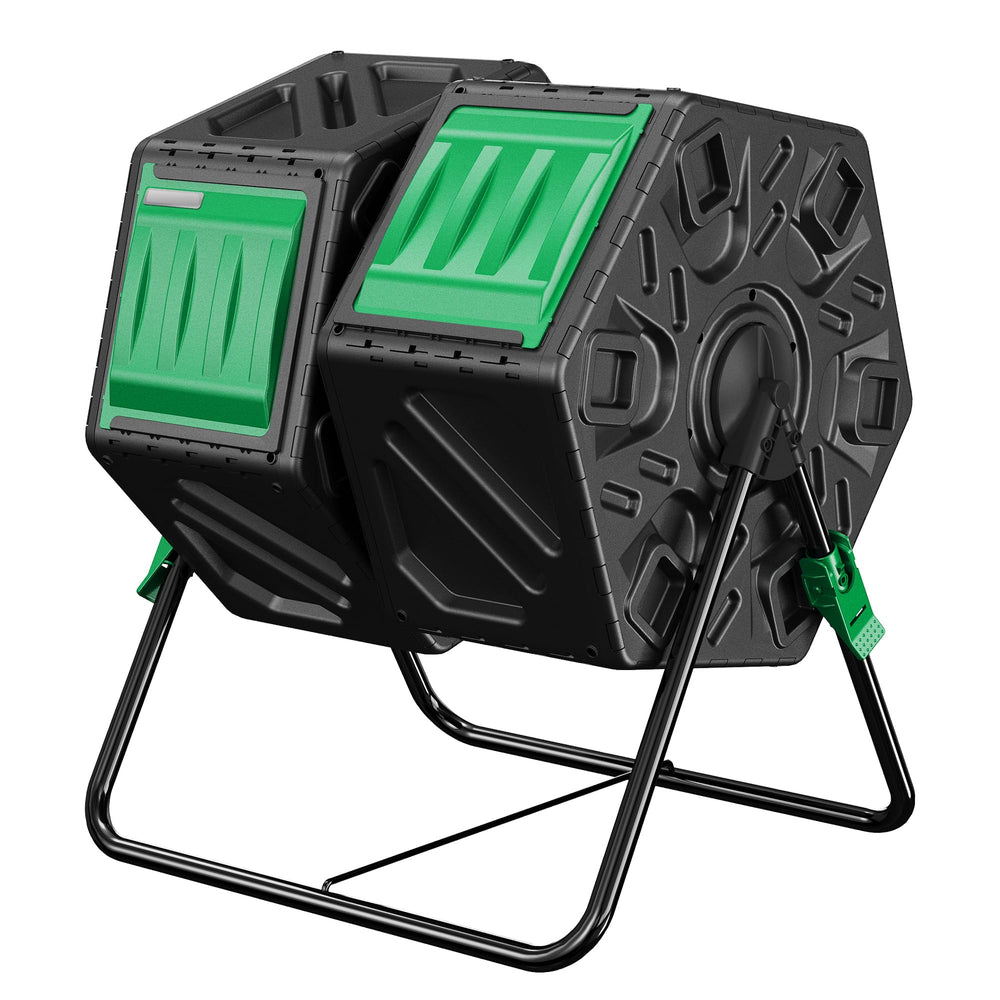 DIAMONDFORGE front view showing dual chambers and compact footprint benefit continuous composting